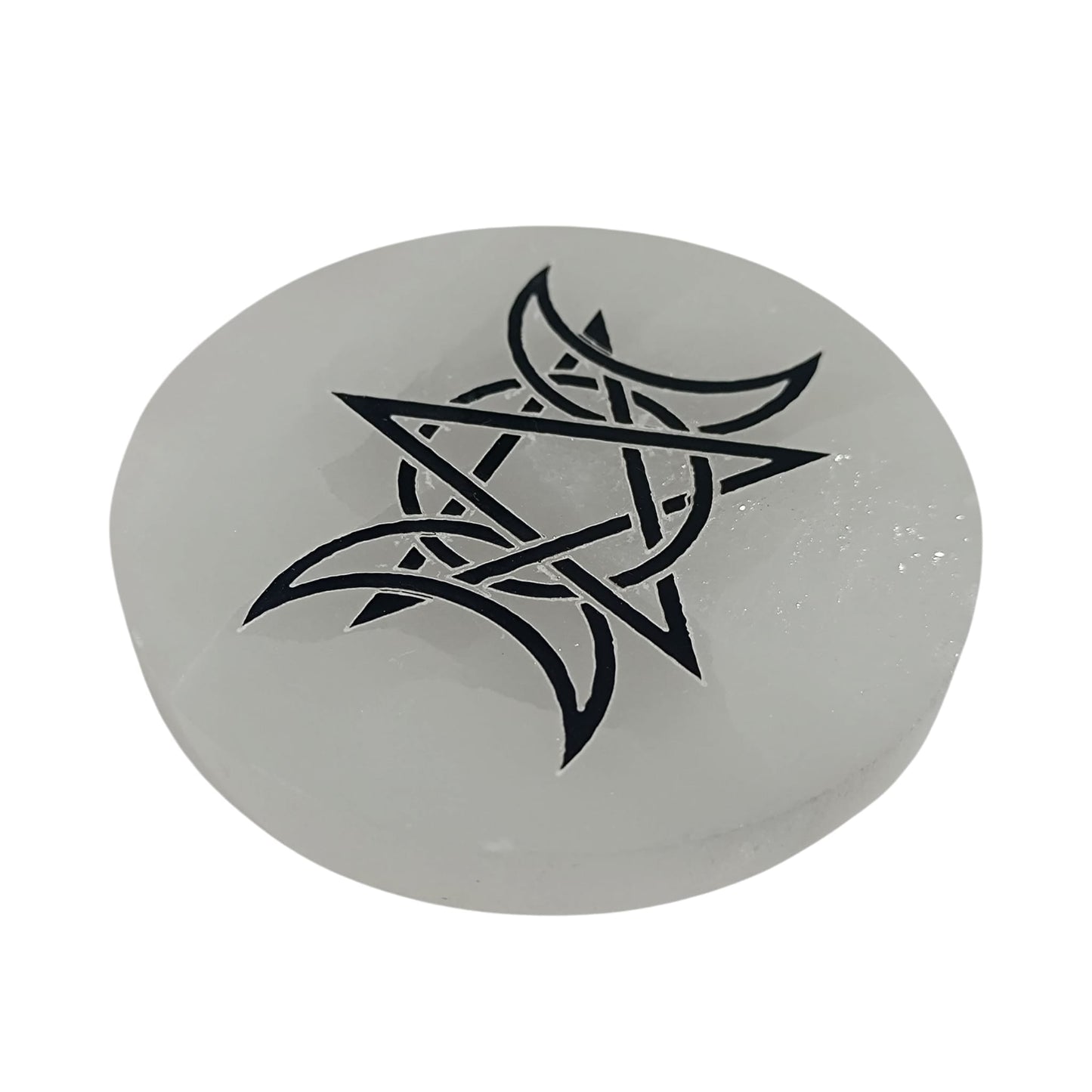 Plato Selenita 10 Cms Para Limpieza Minerales Diferentes Grabados (ELIGE EL TUYO) TODOMINERAL