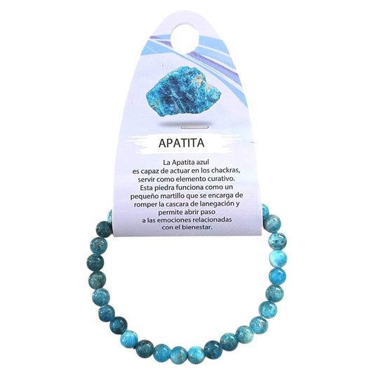 Pulsera Piedra Natural Apatita Elige (el tamaño bola) PULSERAS MINERALES
