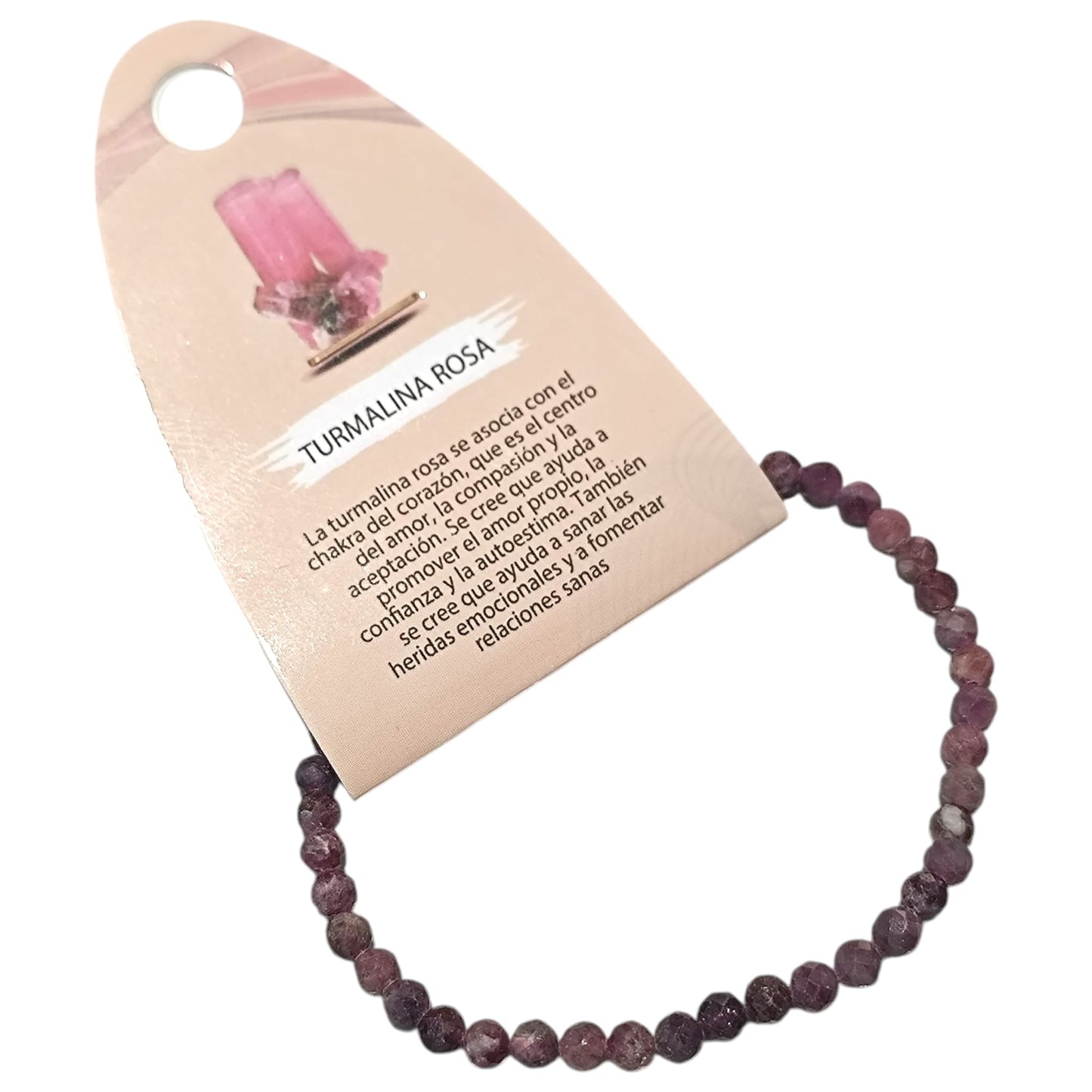 Pulsera Piedra Natural Facetada Turmalina Rosa 4 mm TODOMINERAL
