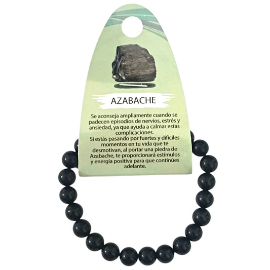 Pulsera Piedra Natural Azabache ELIGE EL TAMAÑO DE BOLA PULSERAS MINERALES