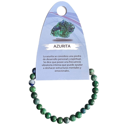 Pulsera Piedra Natural Piedra Azurrita ELIGE EL TAMAÑO DE LA BOLA PULSERAS MINERALES