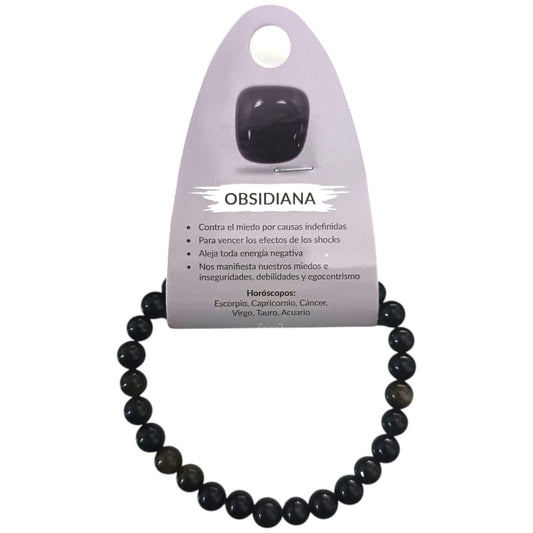 Pulsera Piedra Natural Obsidiana (ELIGE TAMAÑO DE BOLA) TODOMINERAL