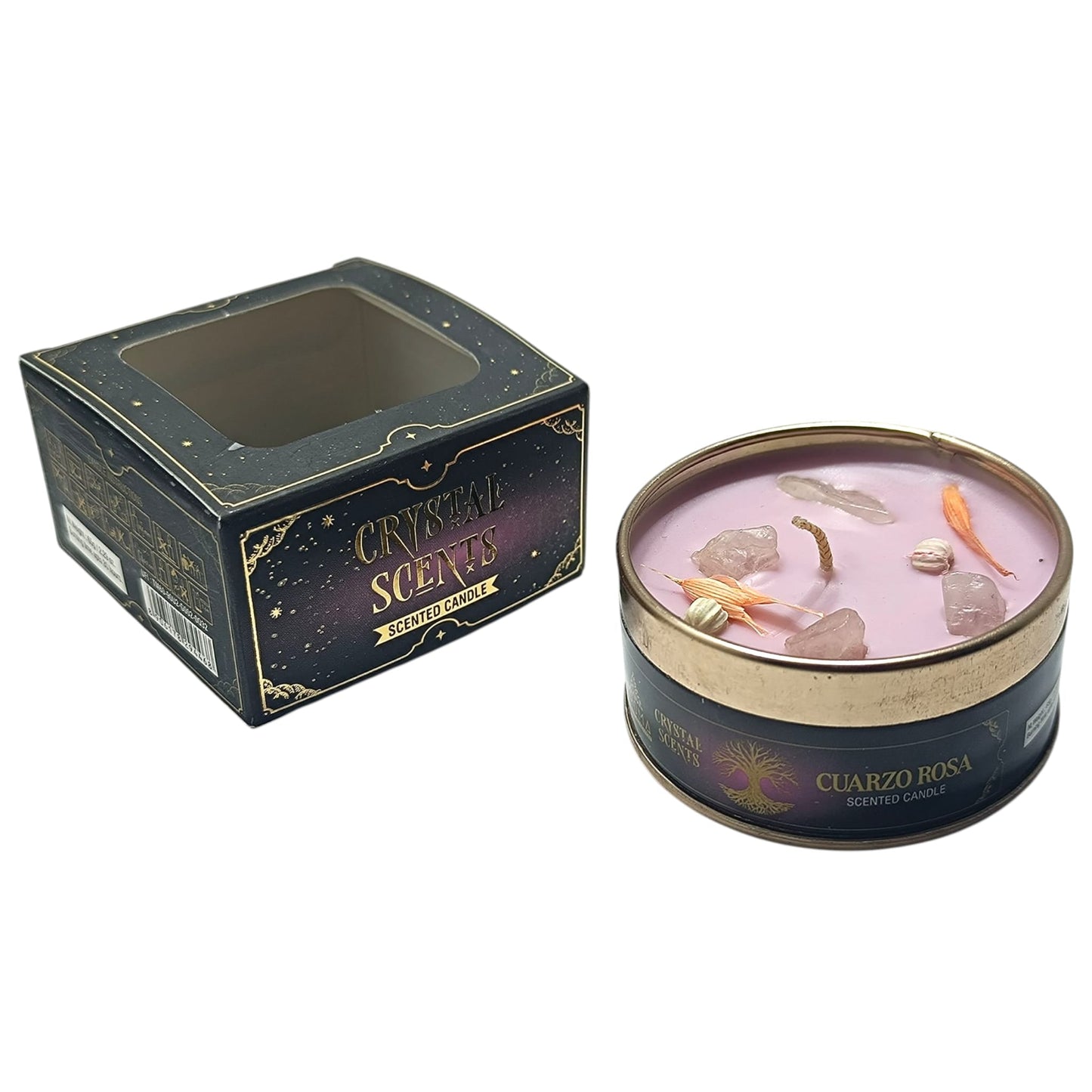 Vela Aromatizada Rosas Con Mineral Cuarzo Rosa 6 Horas Duracion 6 horas TODOMINERAL