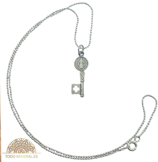 Colgante Llave San Benito Con Cadena Plata 925 TODOMINERAL