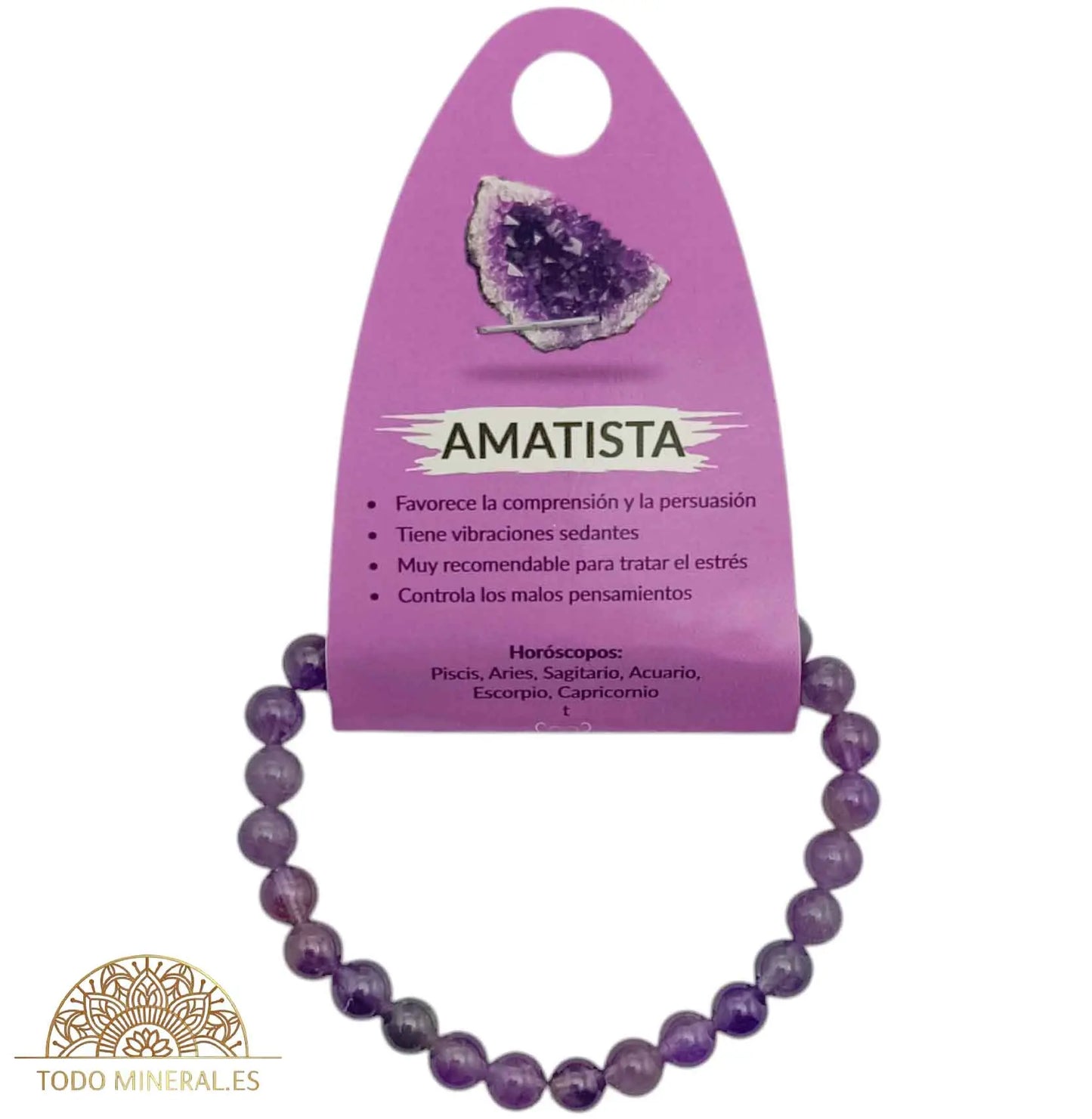 Pulsera Piedra Natural Amatista 6 mm - TODOMINERAL