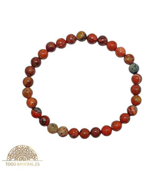 Pulsera Piedra Natural Jaspe Rojo 6 mm - TODOMINERAL