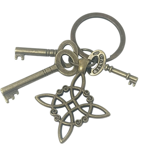 Llavero Metal Nudo De Bruja Y Llave Abrecaminos TODOMINERAL