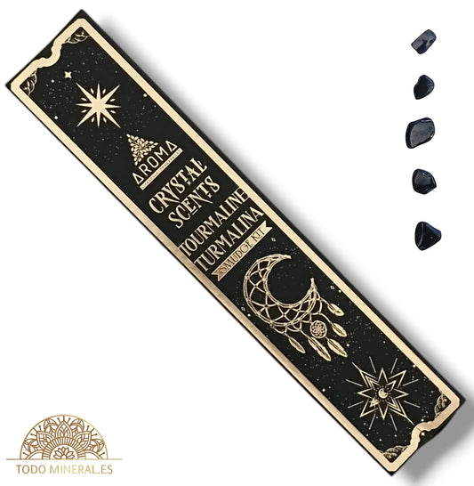 Paquete 20 Gramos De Incienso Marca Aroma Crystal Scents Con Mineral Rodado Pequeño INCIENSOS