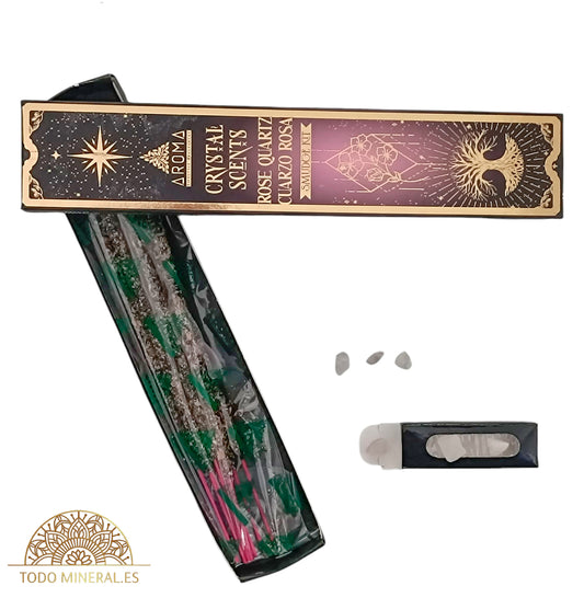 Paquete 20 Gramos De Incienso Marca Aroma Crystal Scents Cuarzo Rosa - TODOMINERAL