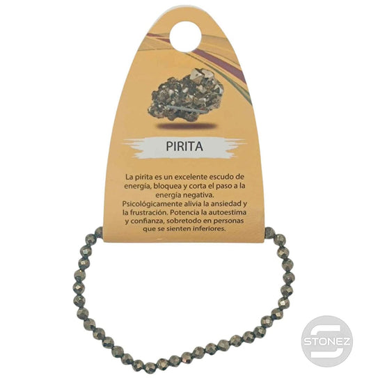 Pulsera Piedra Natural Facetada Pirita ELIGE EL GROSOR DE BOLA PULSERAS MINERALES