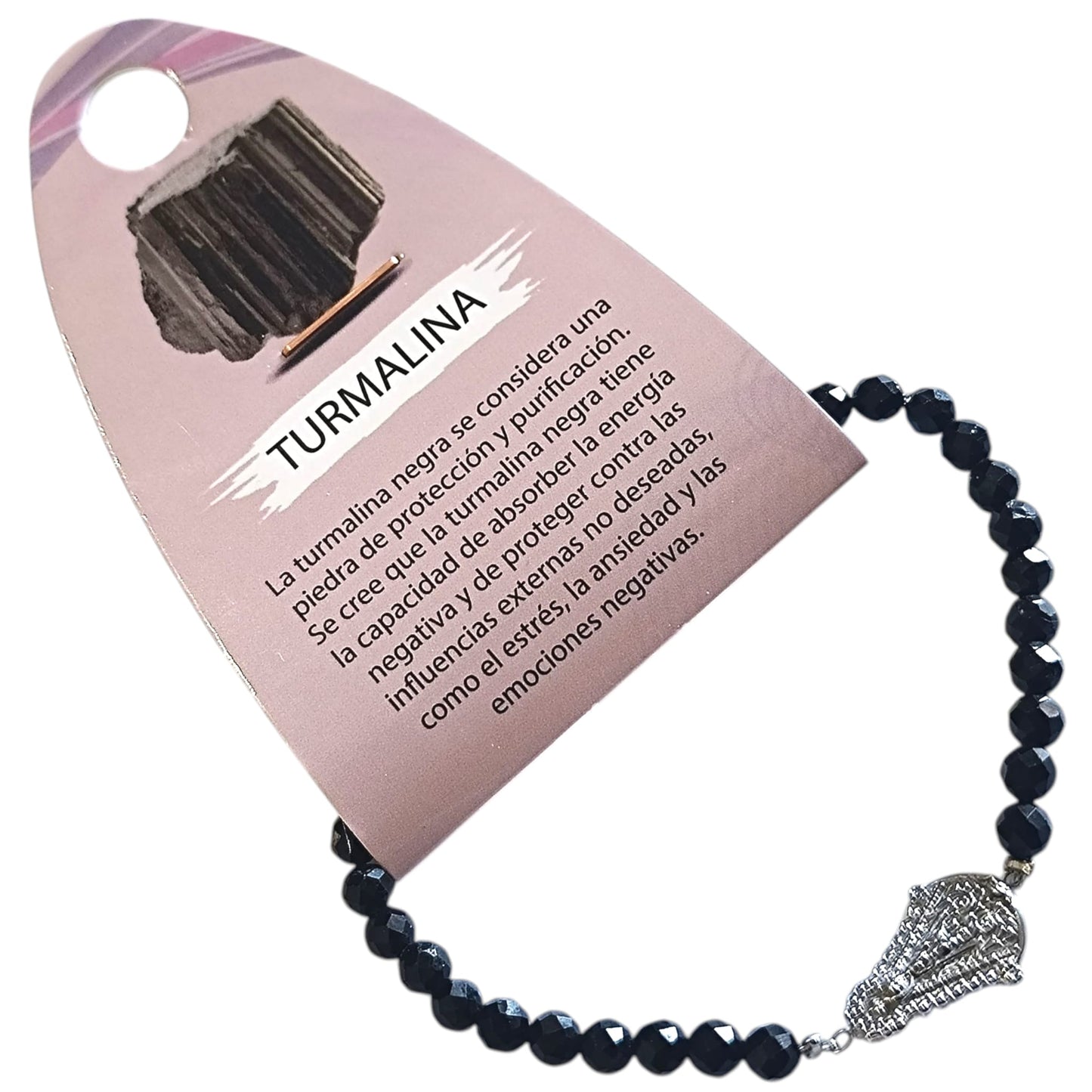 Pulsera Acero Piedra Natural Facetada Turmalina y Entrepieza Virgen del Rocío PULSERA ACERO