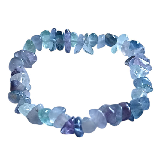 Pulsera Elástica Chip Piedra Fluorita PULSERAS MINERALES