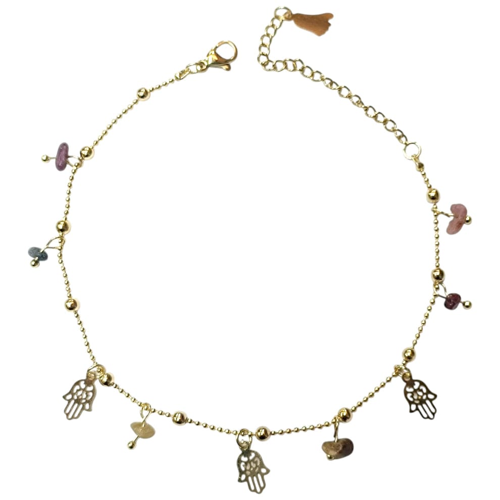 Tobillera Acero Con Dije Y Piedras 61055 - 56 TOBILLERAS ACERO