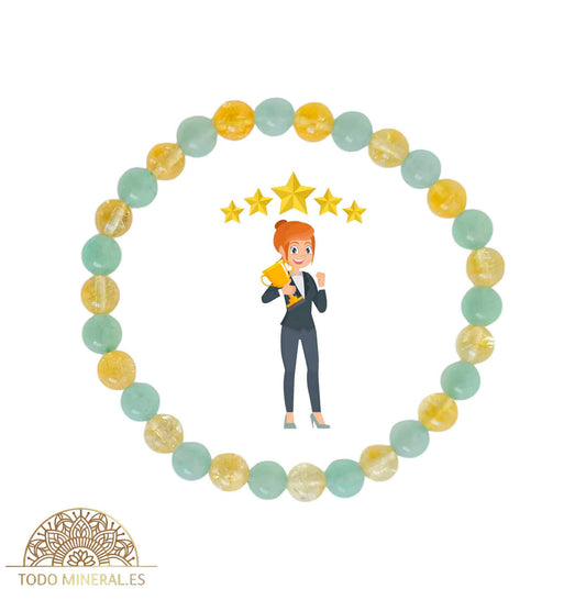Pulsera Combinada Citrino y Aventurina Para Éxito Piedra De 6 mm - TODOMINERAL