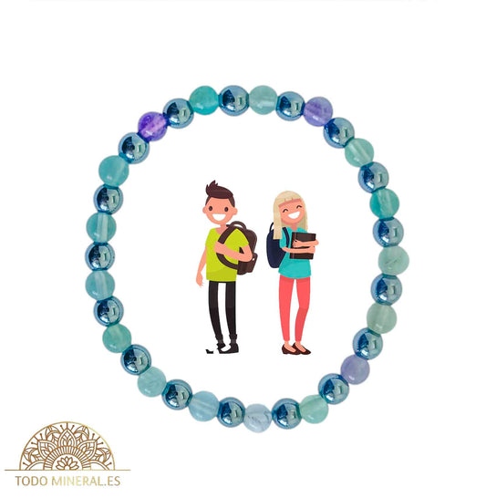 Pulsera Combinada Hematite y Fluorita Para Estudiantes Piedra De 6 mm - TODOMINERAL