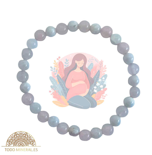 Pulsera Combinada Piedra Cuarzo Rosa y Piedra Luna Para Fertilidad Piedra De 6 mm - TODOMINERAL