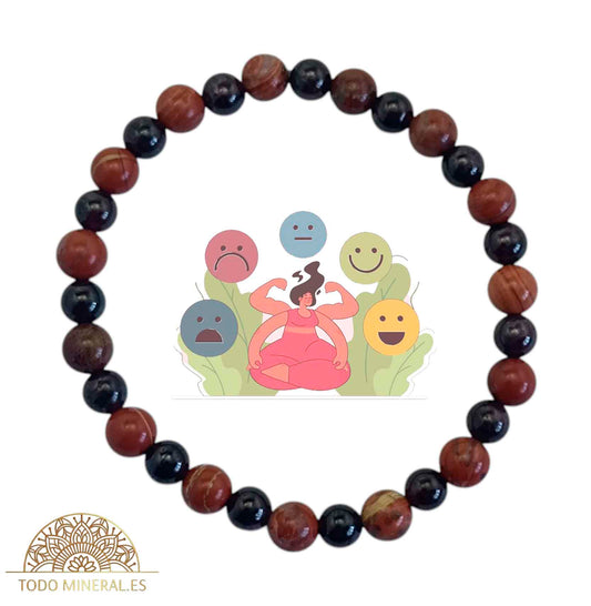 Pulsera Combinada Piedra Granate y Jaspe Rojo Para Fuerza Vital Piedra De 6 mm - TODOMINERAL