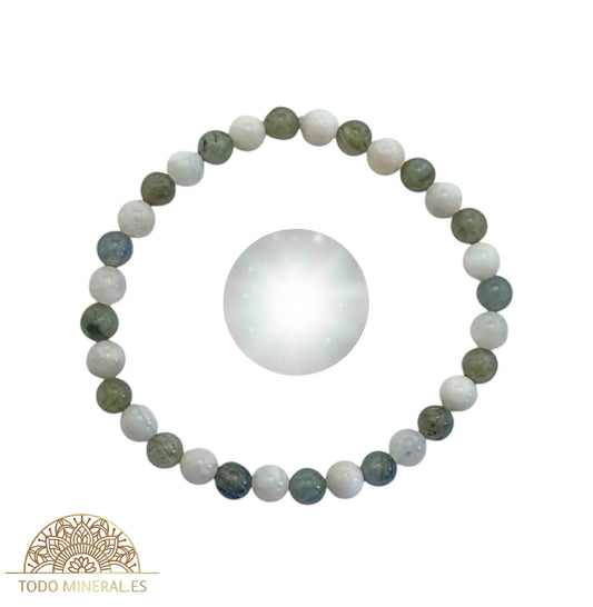 Pulsera Combinada Piedra Luna y labradorita Para Iluminación Mágica Piedra De 6 mm - TODOMINERAL