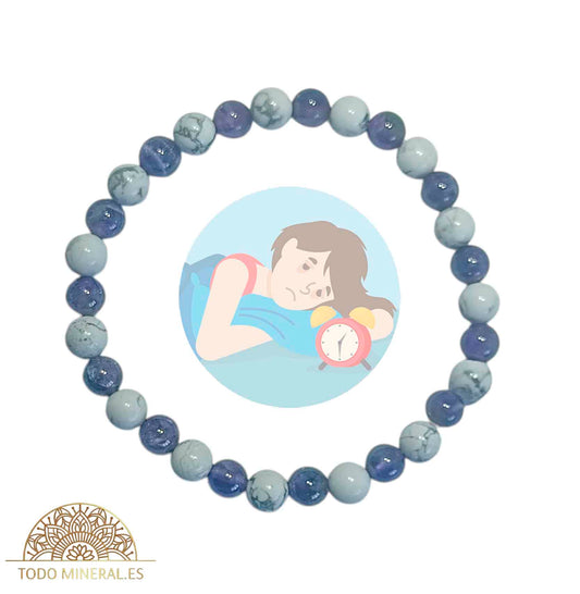 Pulsera Combinada Piedra Amatista y Howlite Para Imsomnio Piedra De 6 mm - TODOMINERAL