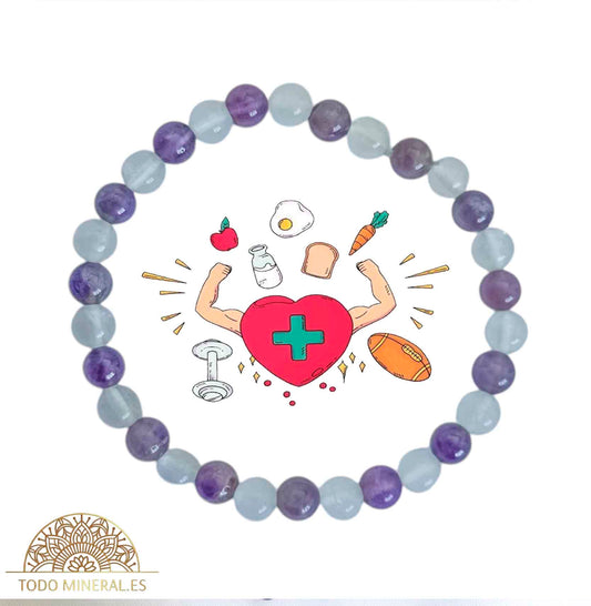 Pulsera Combinada Amatista y Cuarzo Blanco Para Buena Salud Piedra De 6 mm - TODOMINERAL