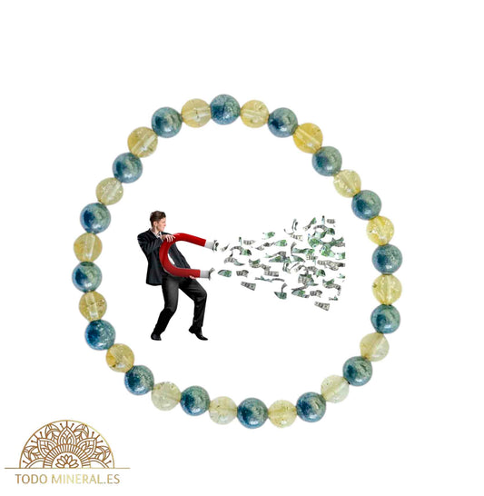 Pulsera Combinada Piedra Citrino y Pirita Para Imán Del Éxito Piedra De 6 mm - TODOMINERAL