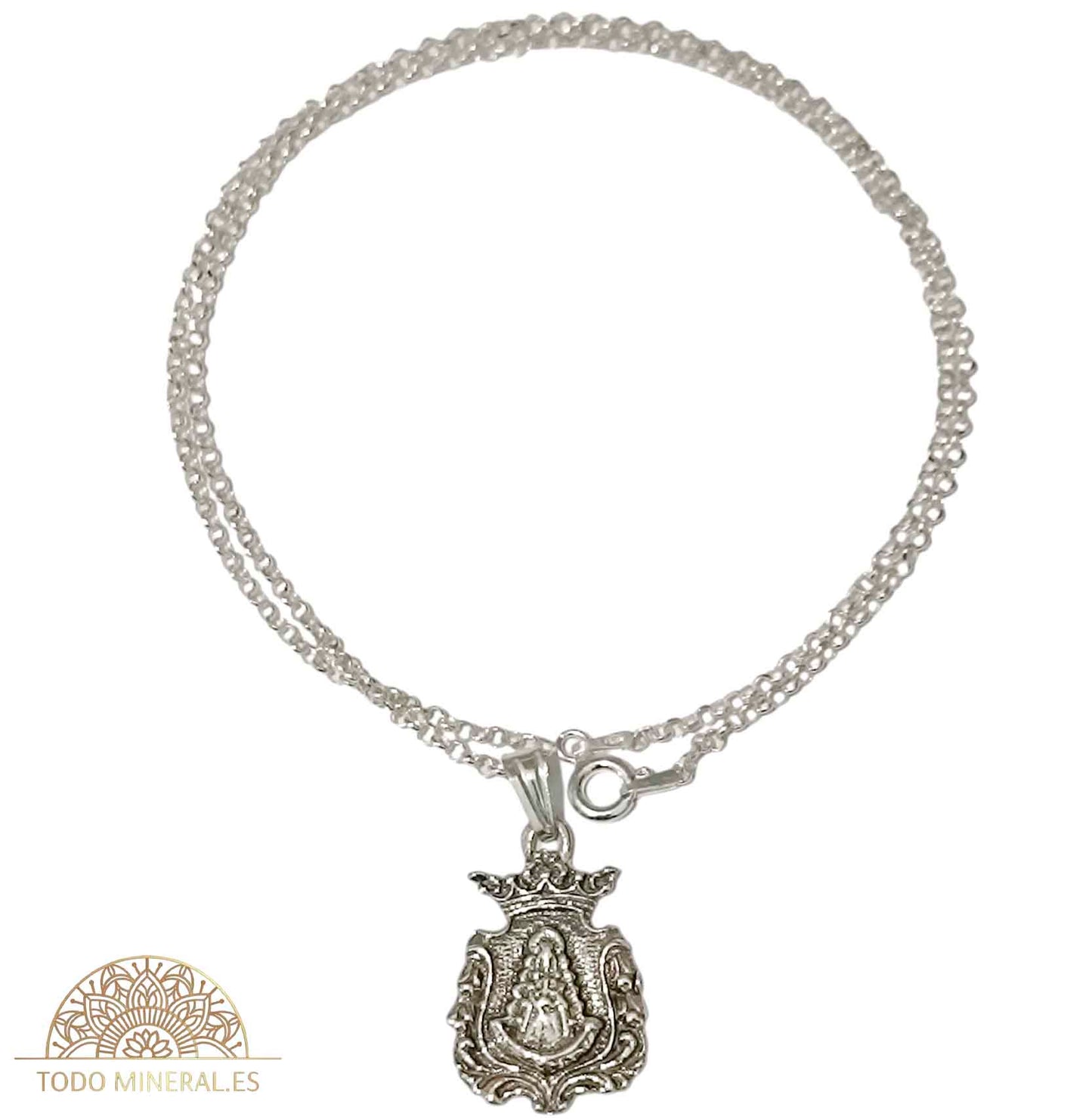 Collar Virgen Del Rocío Con Cadena 45 Cms Plata 925 TODOMINERAL