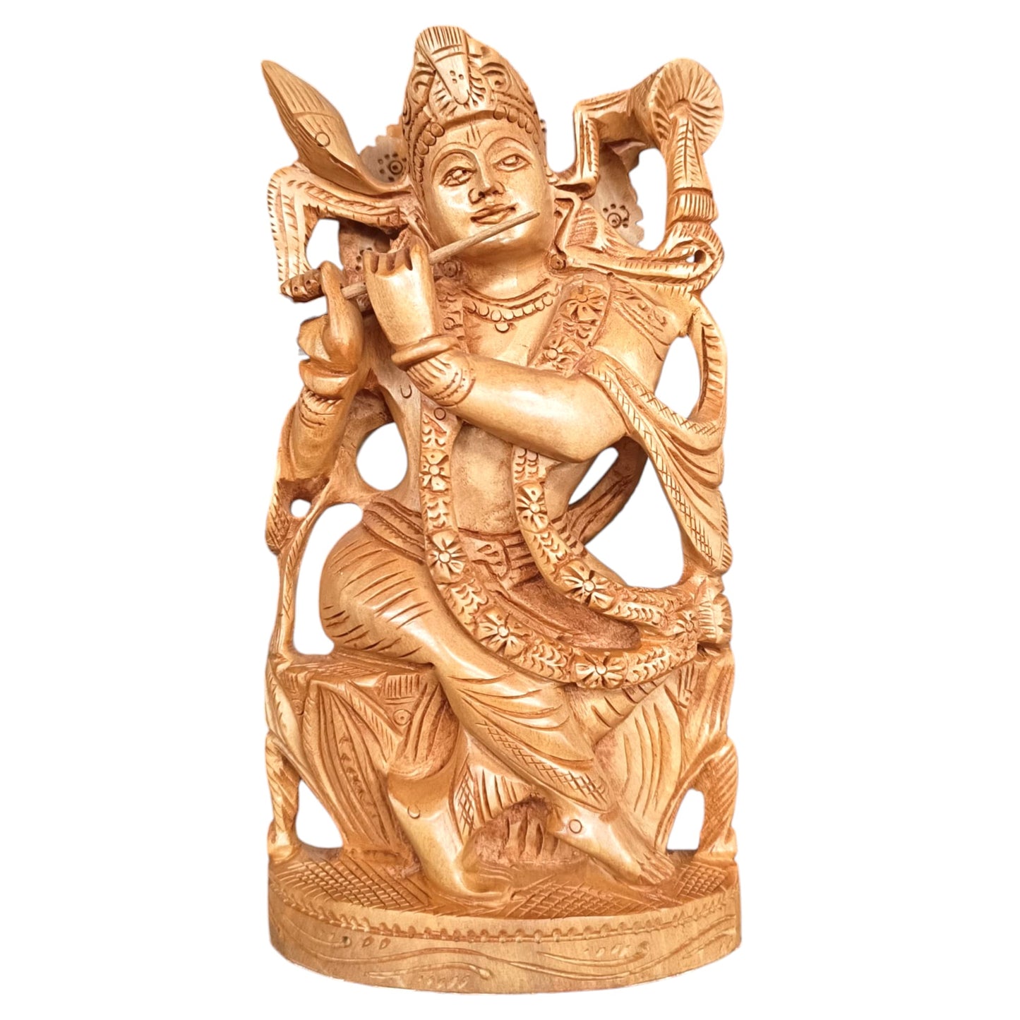 Figura Krishna Tallada A Mano 21 Cms Aprox