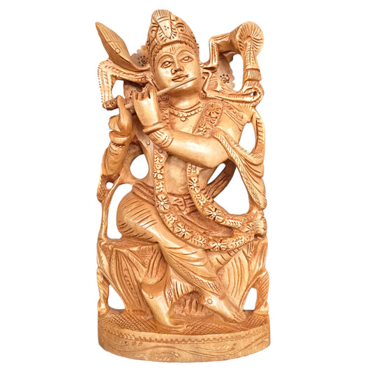 Figura Krishna Tallada A Mano 21 Cms Aprox