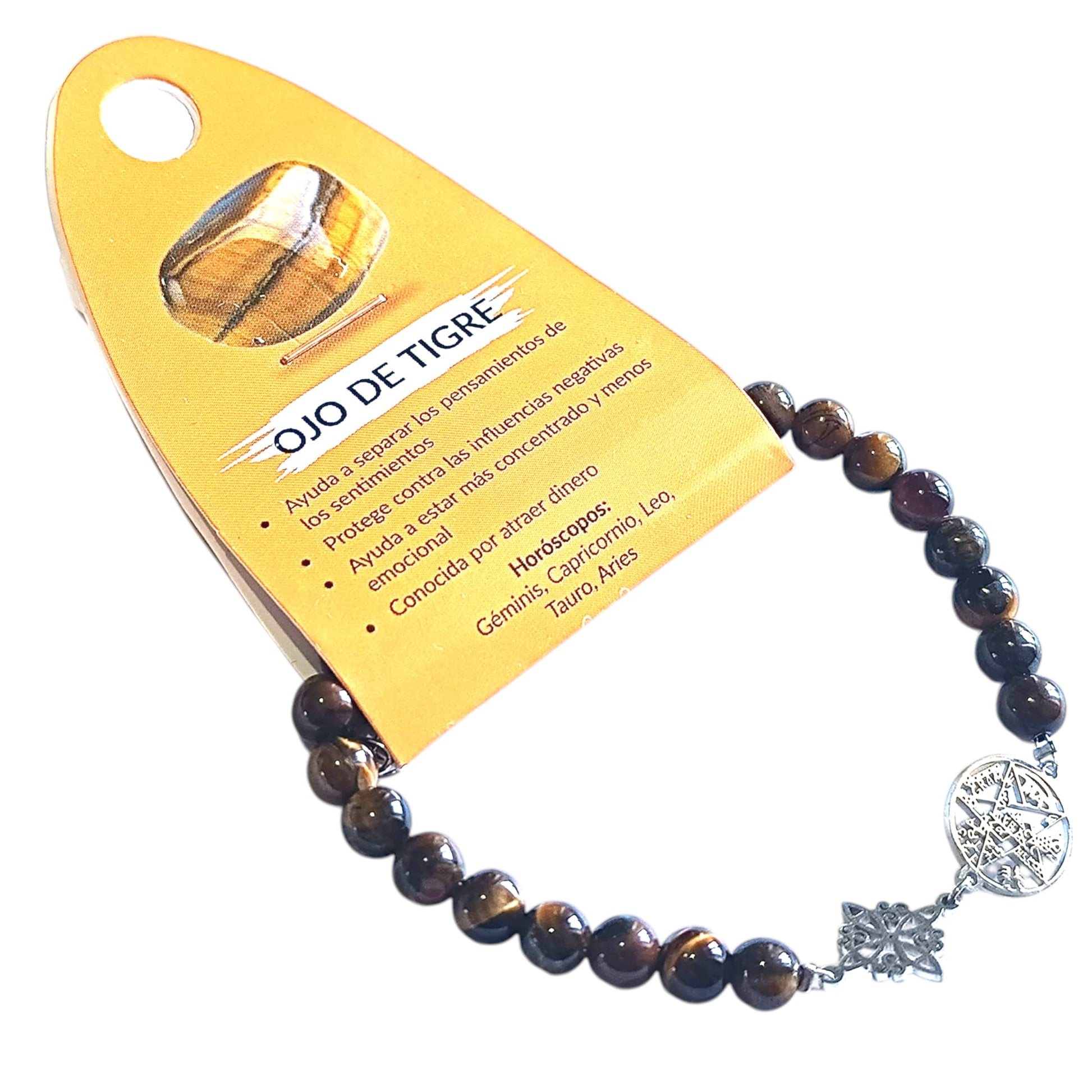 Pulsera Acero Doble Protección Tetragramaton Nudo De Bruja Y Piedra Turmalina Facetada O Cianita Azul PULSERA ACERO