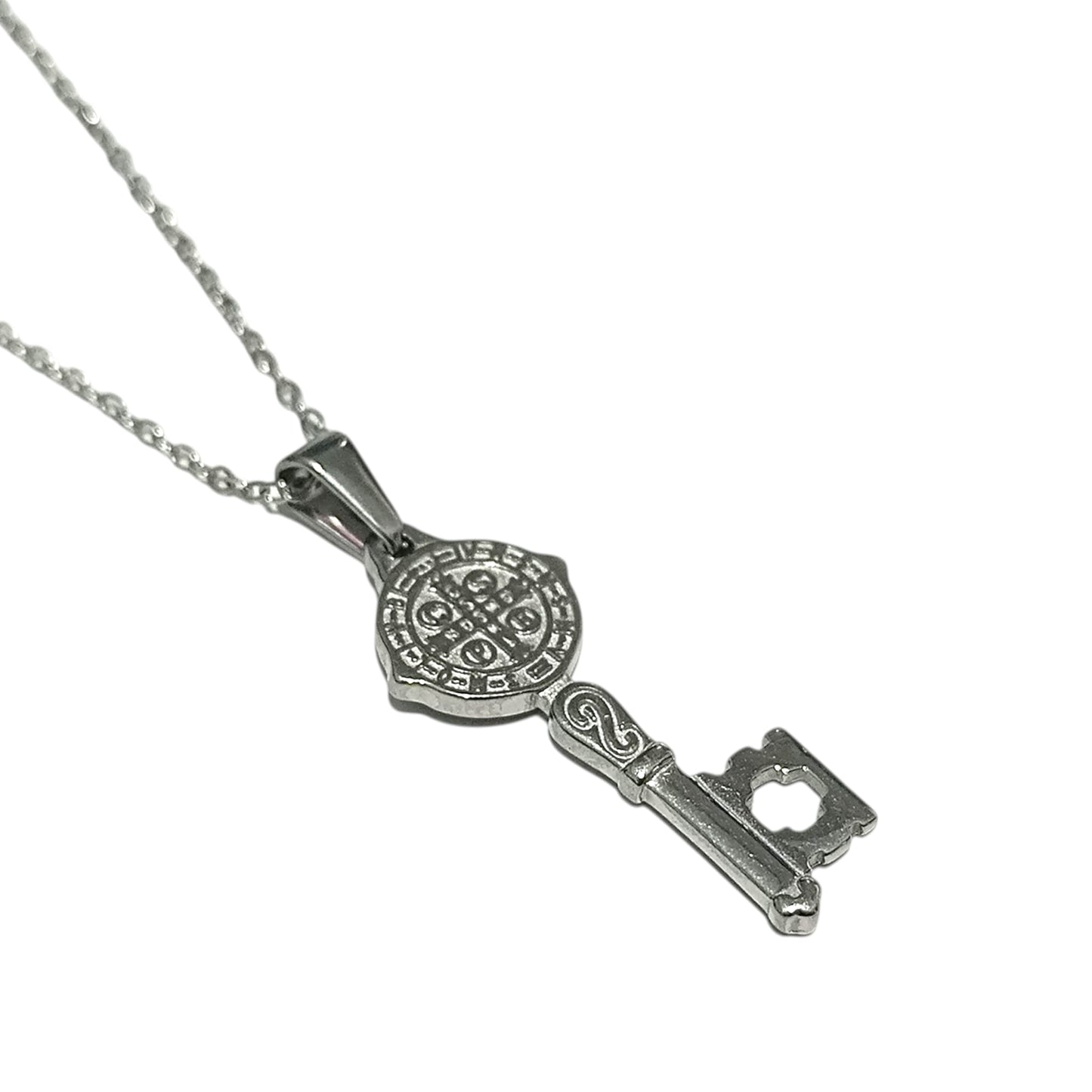 Collar Proteccion LLave San Benito En Acero Inoxidable ( ELIGE TAMAÑO CADENA)