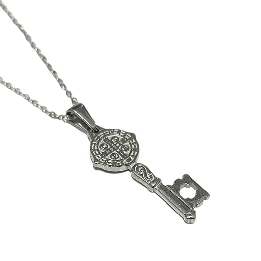 Collar Proteccion LLave San Benito En Acero Inoxidable ( ELIGE TAMAÑO CADENA)