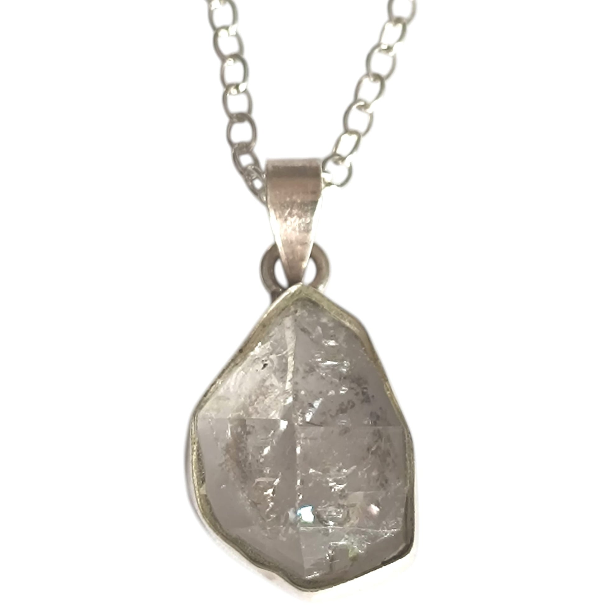 Colgante Plata 925 Con Piedra Natural Cuarzo Cristal 20 mm Aproximadamente INCLUYE CADENA TODOMINERAL