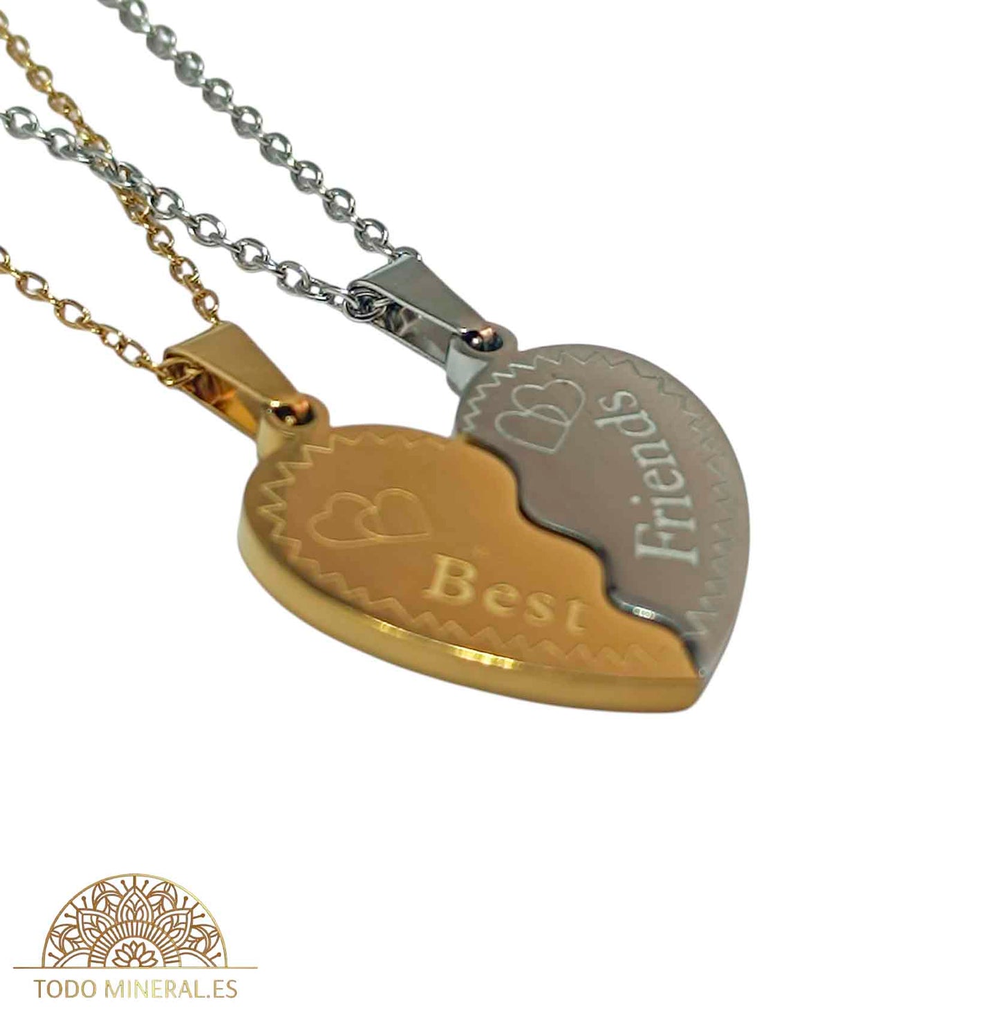 Collar Doble Para Amistad Acero Inoxidable Con Cadena 45+5 Cms