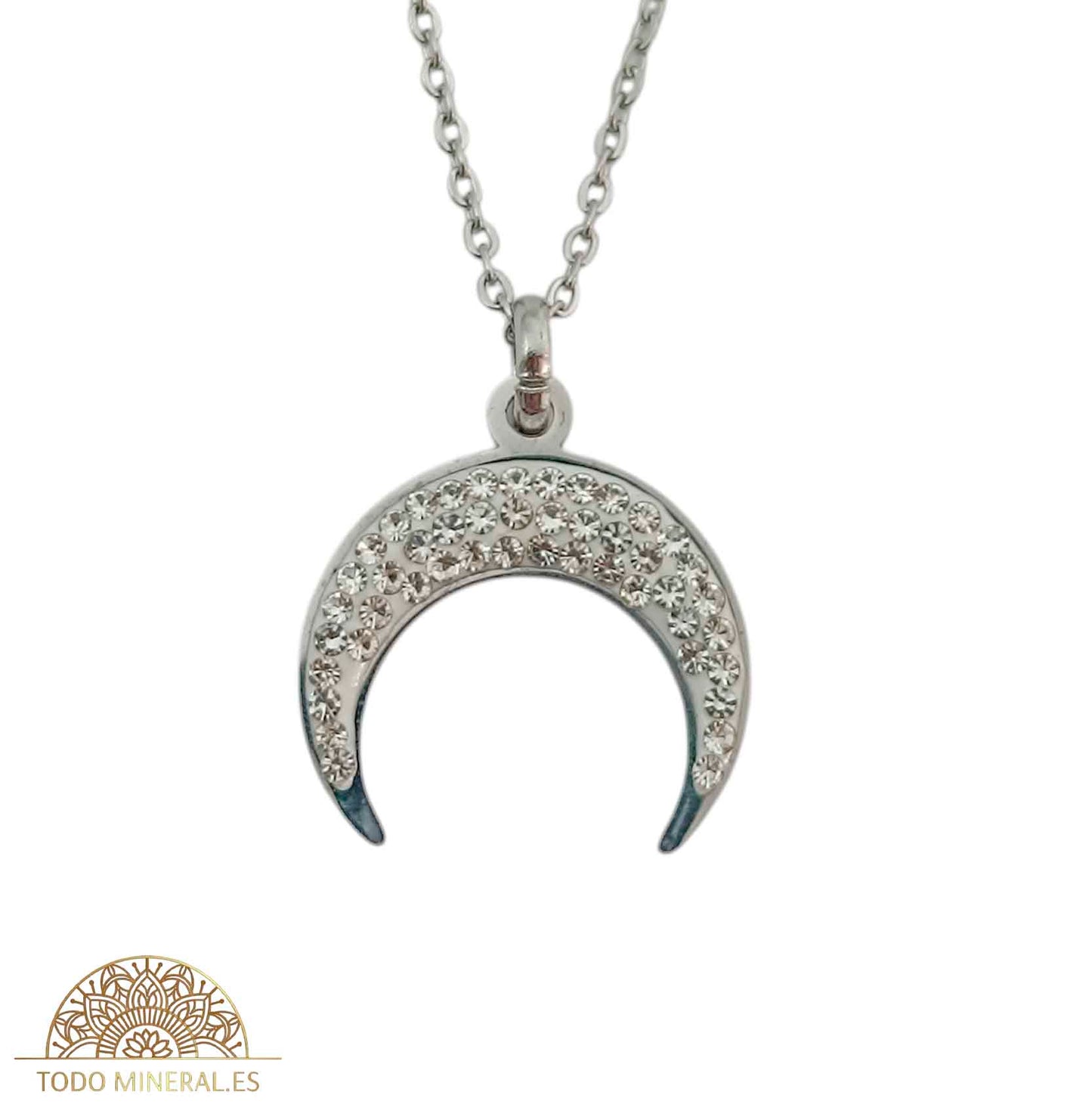 Collar Luna Invertida En Acero Con Cadena 45+5 Cms TODOMINERAL