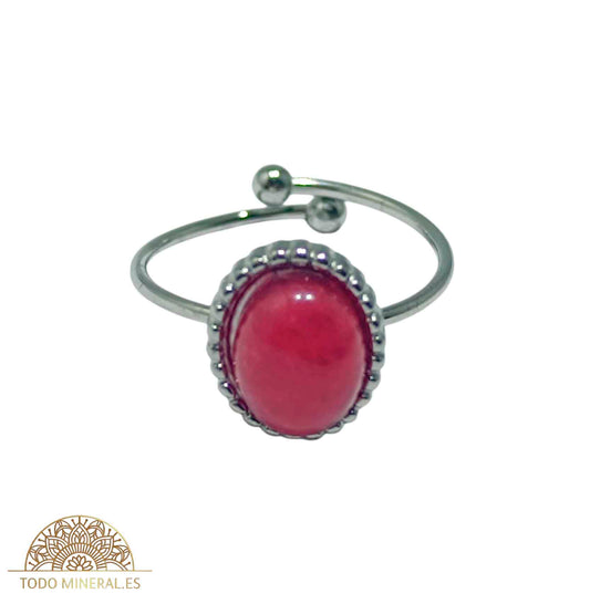 Anillo Adaptable Acero Piedra Jade Teñido TODOMINERAL