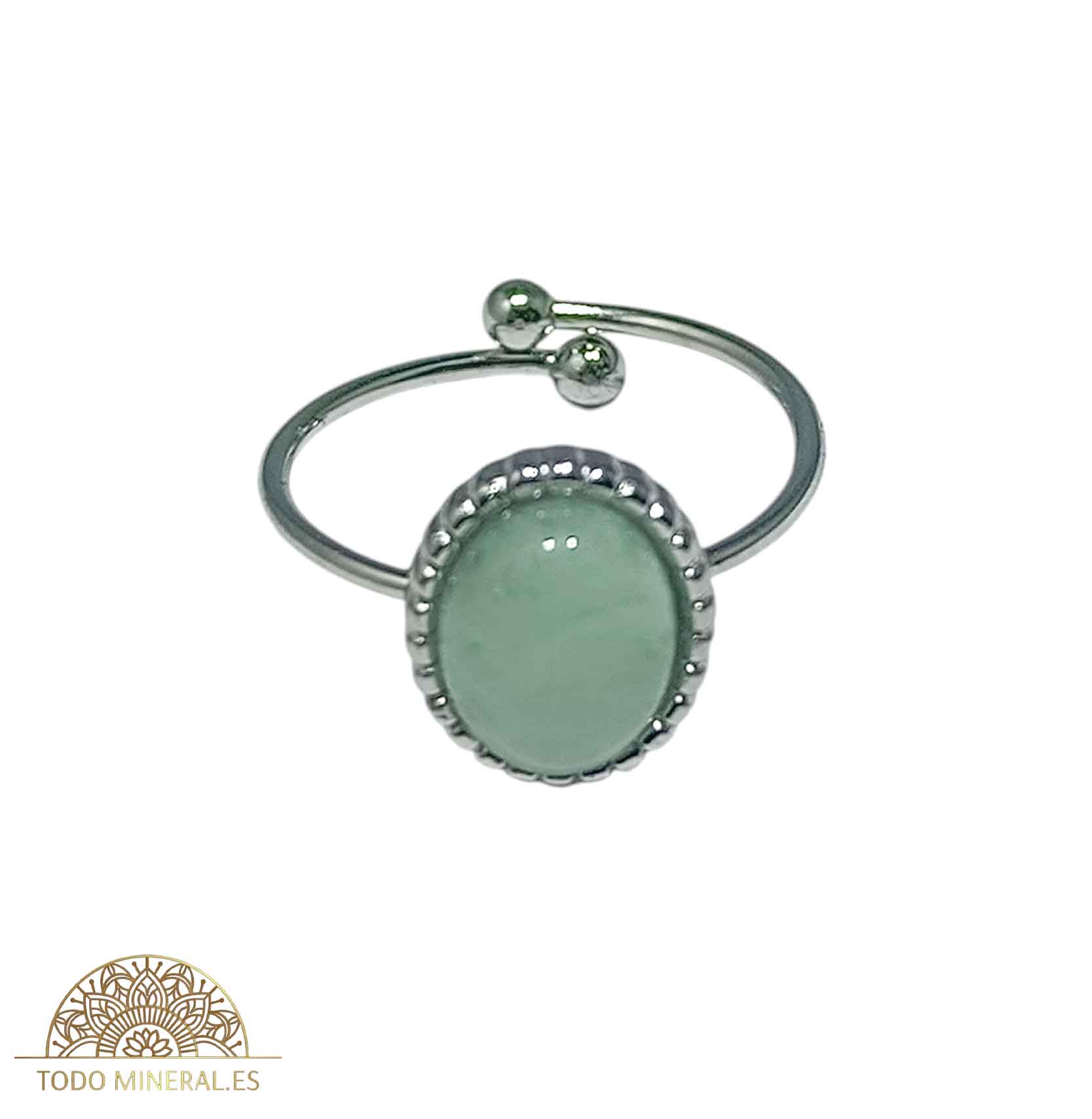 Anillo Adaptable Acero Piedra Aventurina Verde TODOMINERAL