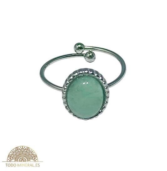 Anillo Adaptable Acero Piedra Aventurina Verde TODOMINERAL
