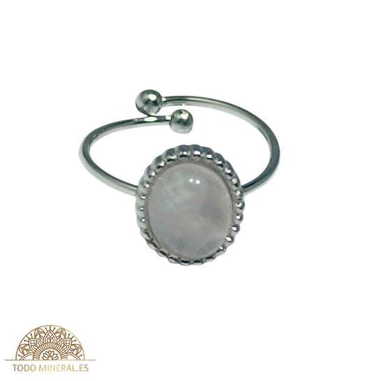Anillo Adaptable Acero Piedra Cuarzo Blanco TODOMINERAL