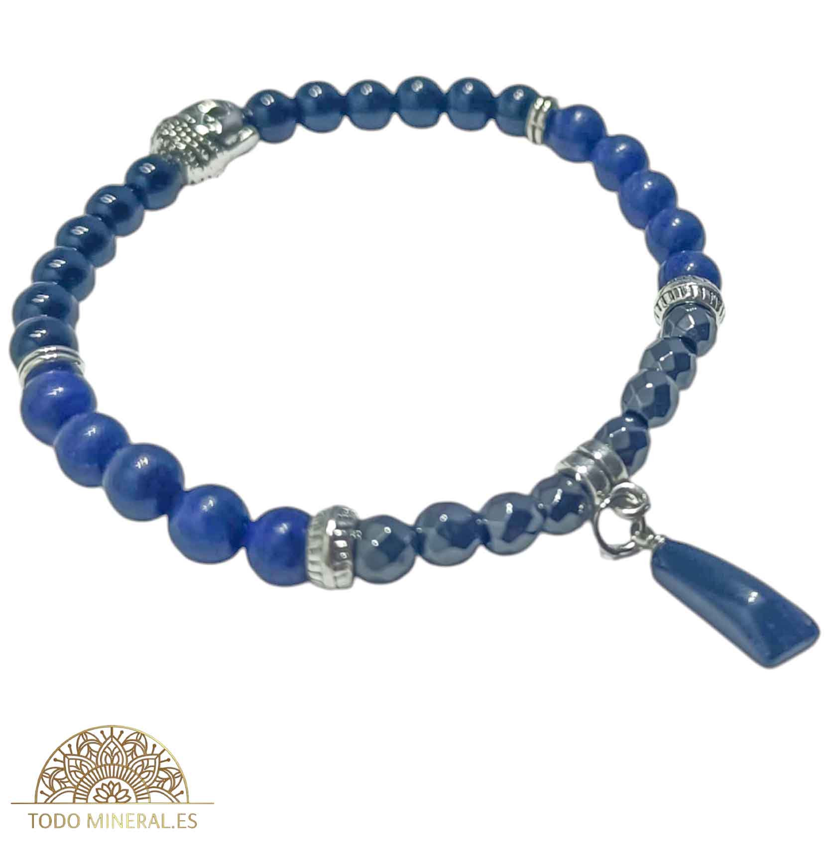 Pulsera Combinada Onix Hematite Y Lapislazuli Teñido 6 mm Dije Figa/Buda Metal PULSERAS MINERALES