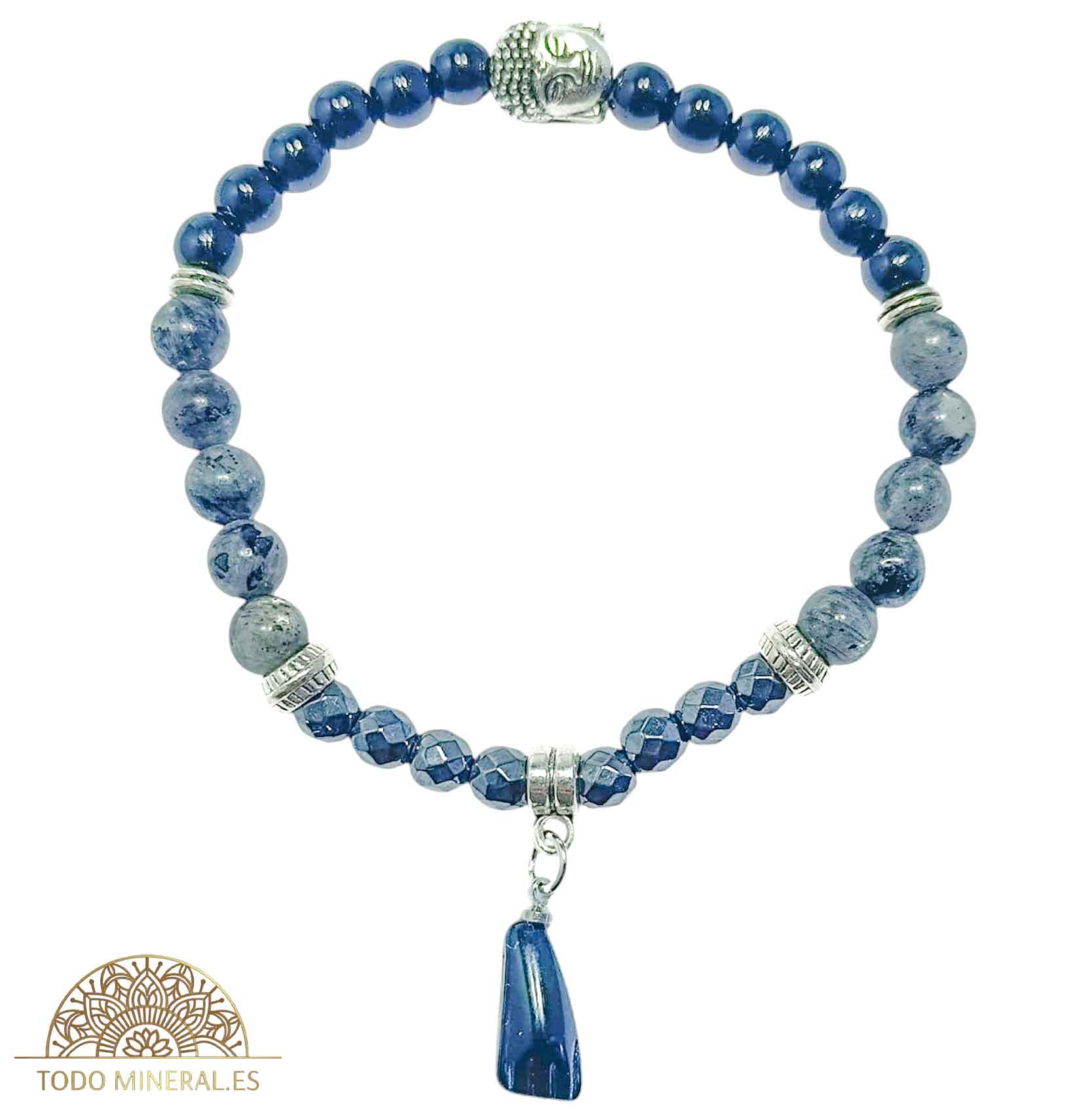 Pulsera Combinada Onix Hematite Y Larvikita 6 mm Dije Figa/Buda PULSERAS MINERALES