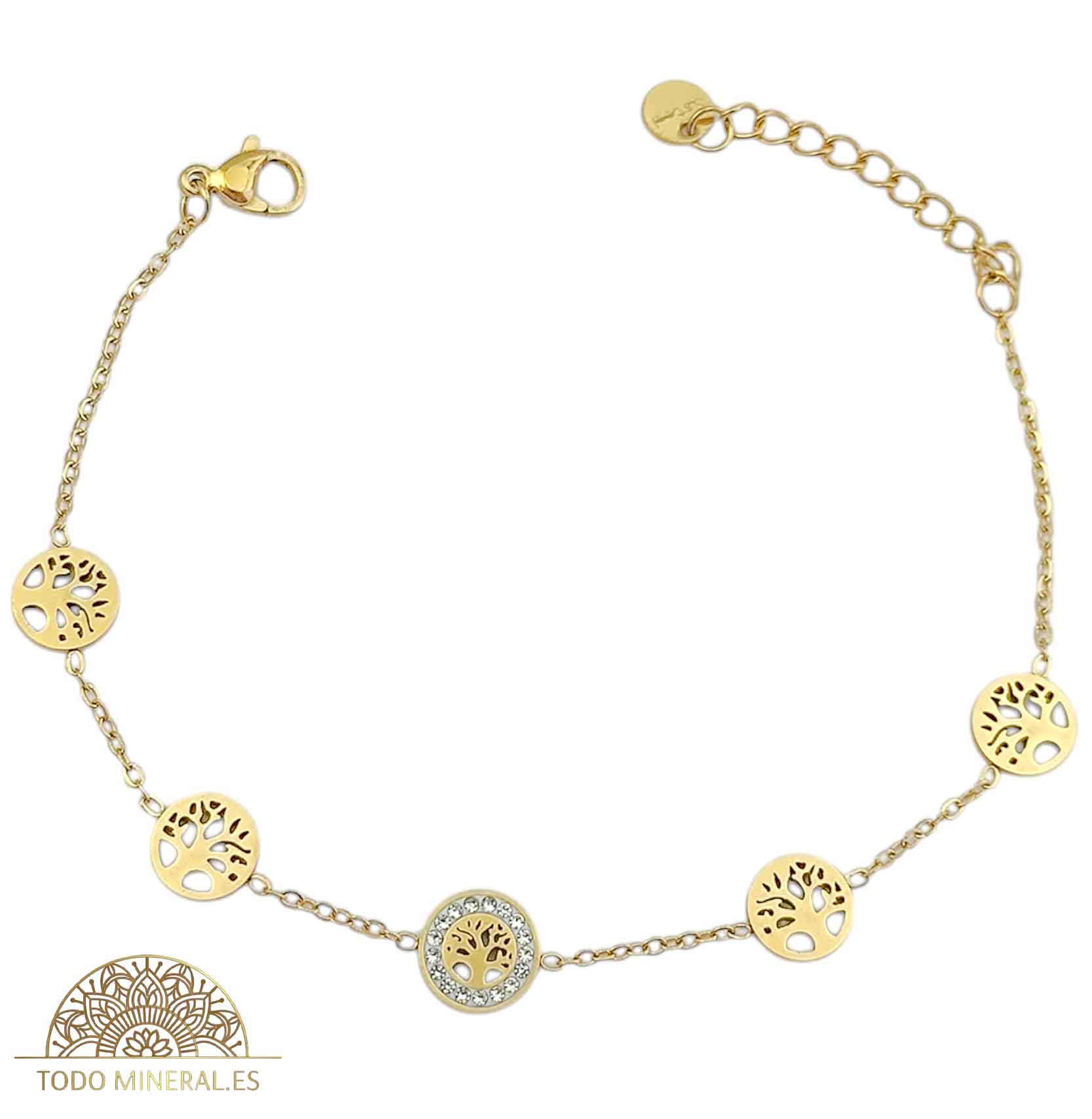 Pulsera Acero Dorado Con Dijes Arbol De La Vida PULSERA ACERO