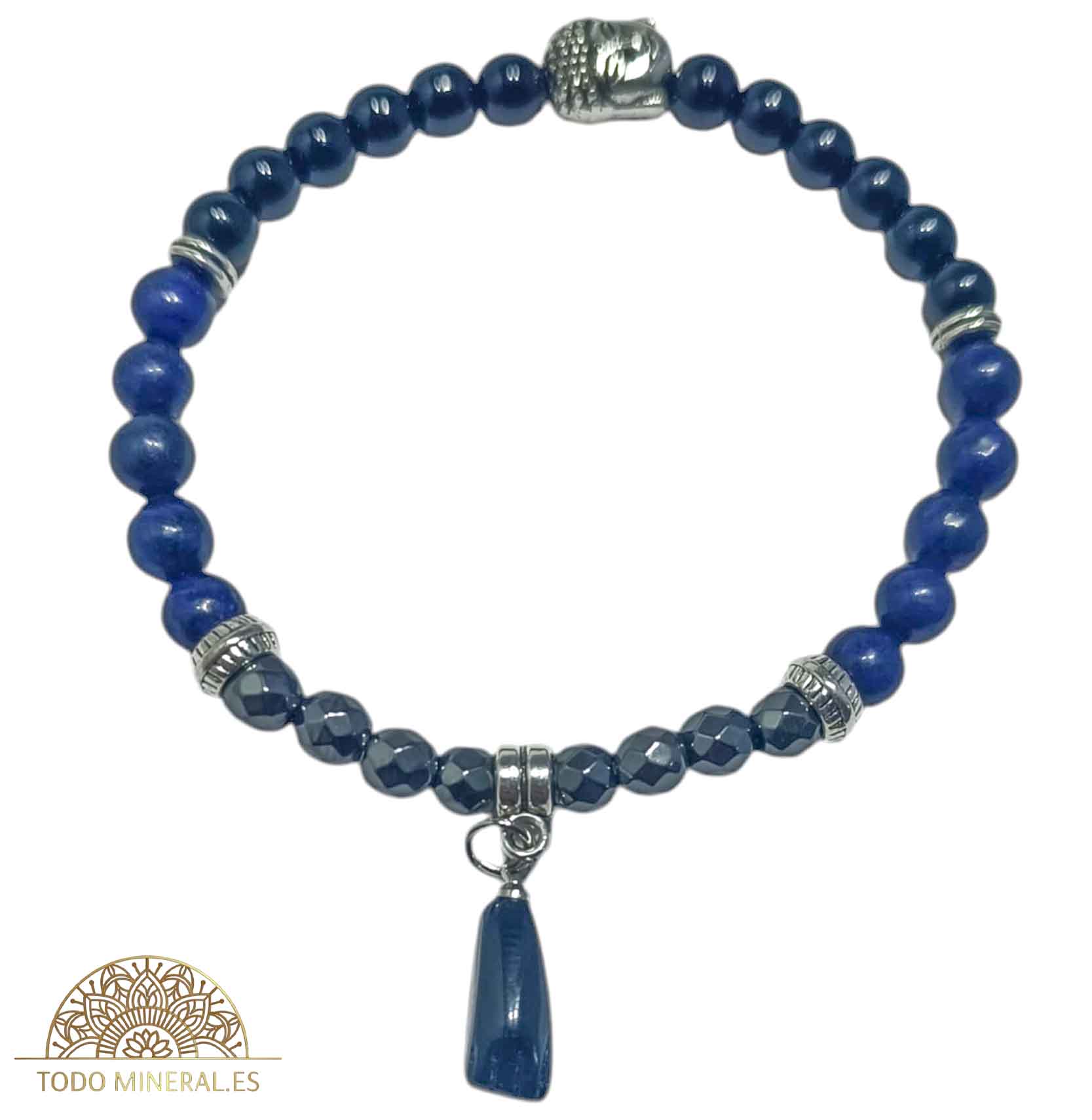 Pulsera Combinada Onix Hematite Y Lapislazuli Teñido 6 mm Dije Figa/Buda Metal PULSERAS MINERALES