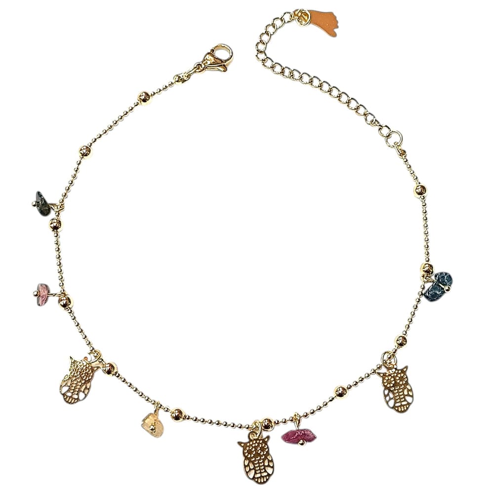 Tobillera Acero Con Dije Y Piedras 61055 - 56 TOBILLERAS ACERO