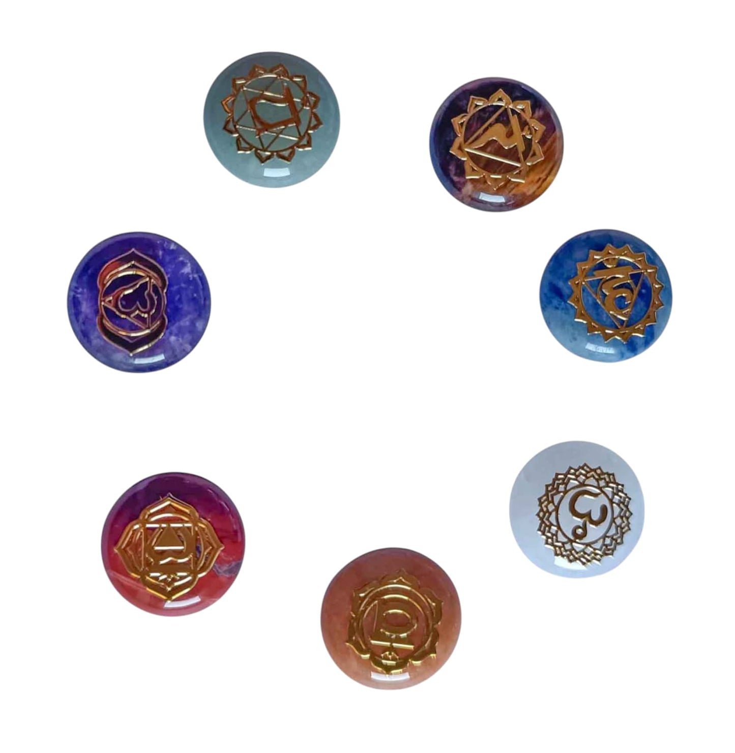 Kit Reiki 7 Chakras Discos Con Piedras TODOMINERAL