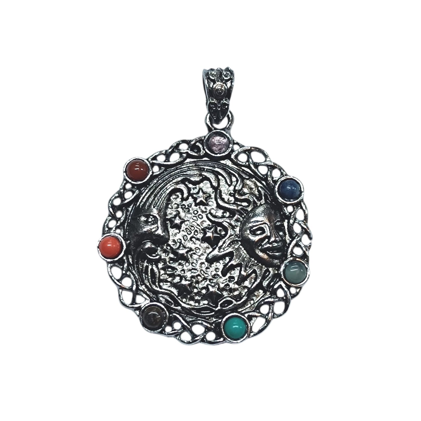 Collar Colgante Metal Con Minerales 7 Chakras | Incluye Cadena Acero Finita TODOMINERAL