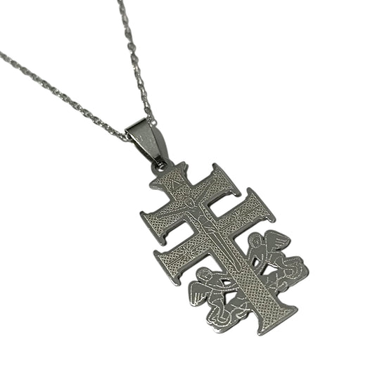 Collar Cruz Caravaca En Acero Inoxidable Con Cadena 40 Cms TODOMINERAL