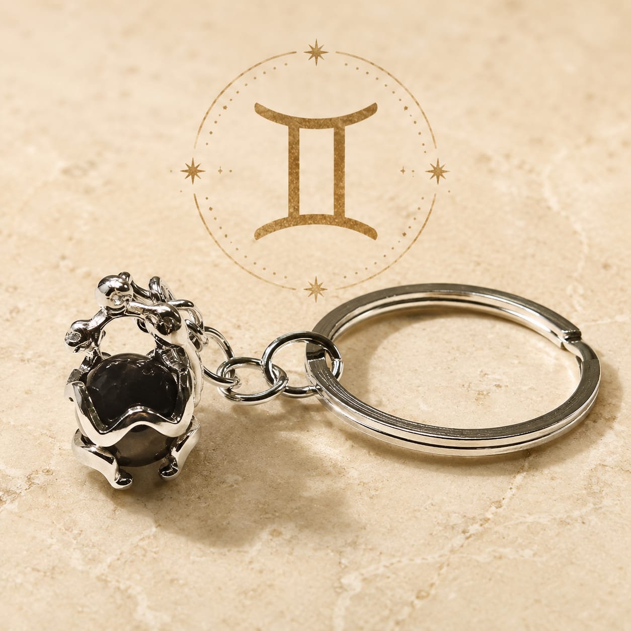 Llavero Metal Horóscopo Con Piedra Natural TODOMINERAL