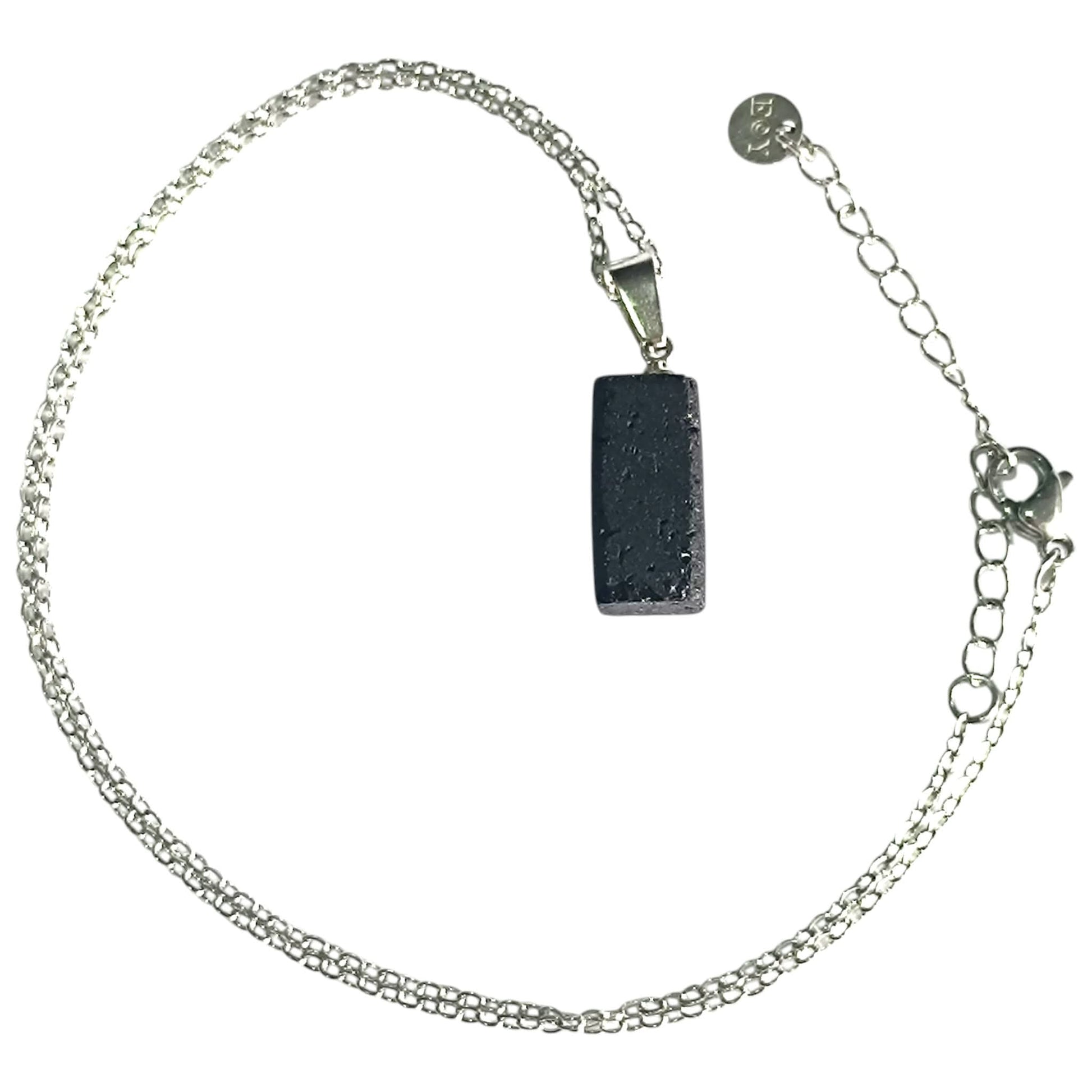 Colgante Con Metal y Piedra Natural Turmalina Para Proteccion INCLUYE CADENA ACERO TODOMINERAL