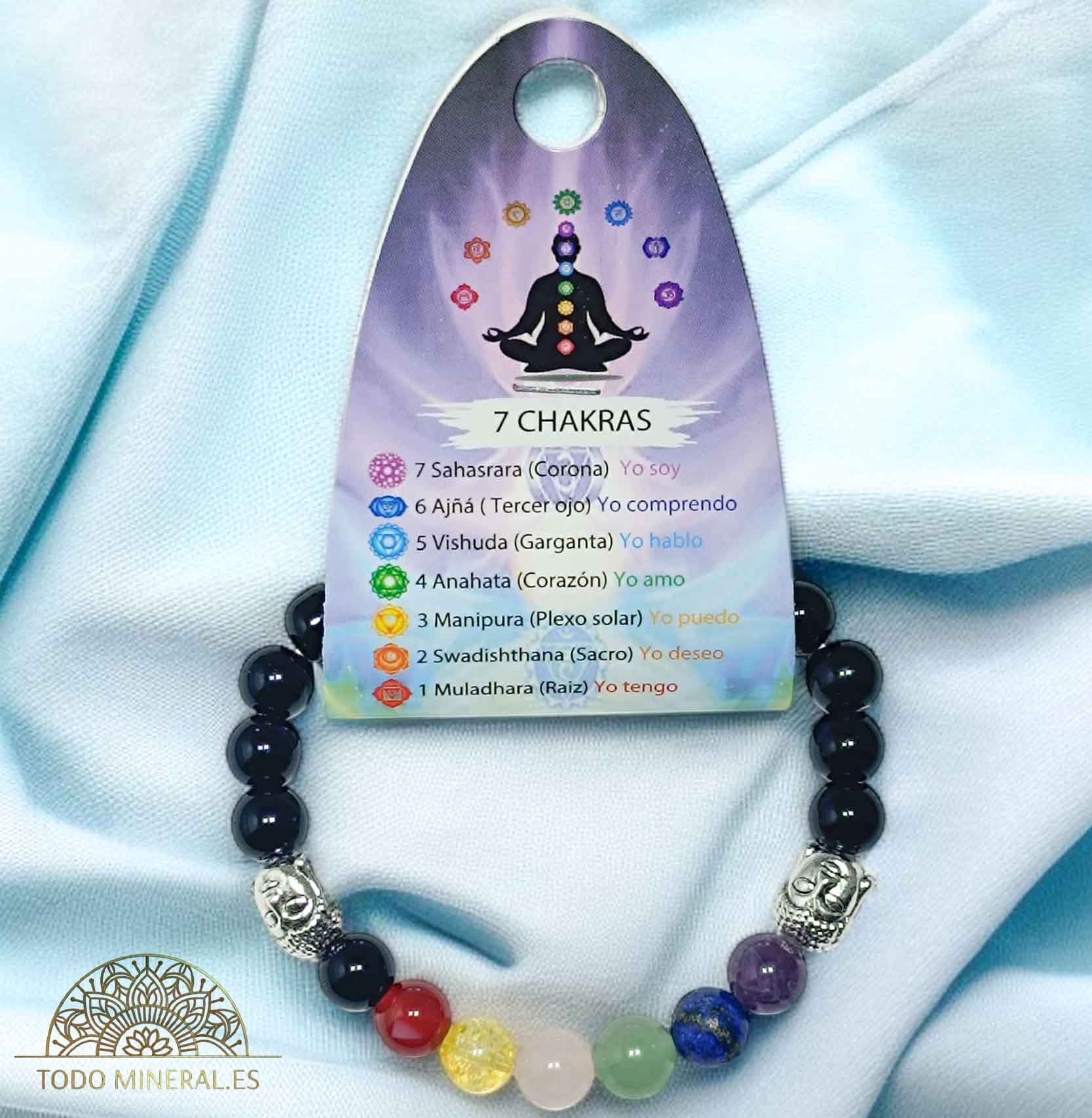 Pulsera 7 Chakras Con Onix 8 mm Dije De Buda - TODOMINERAL