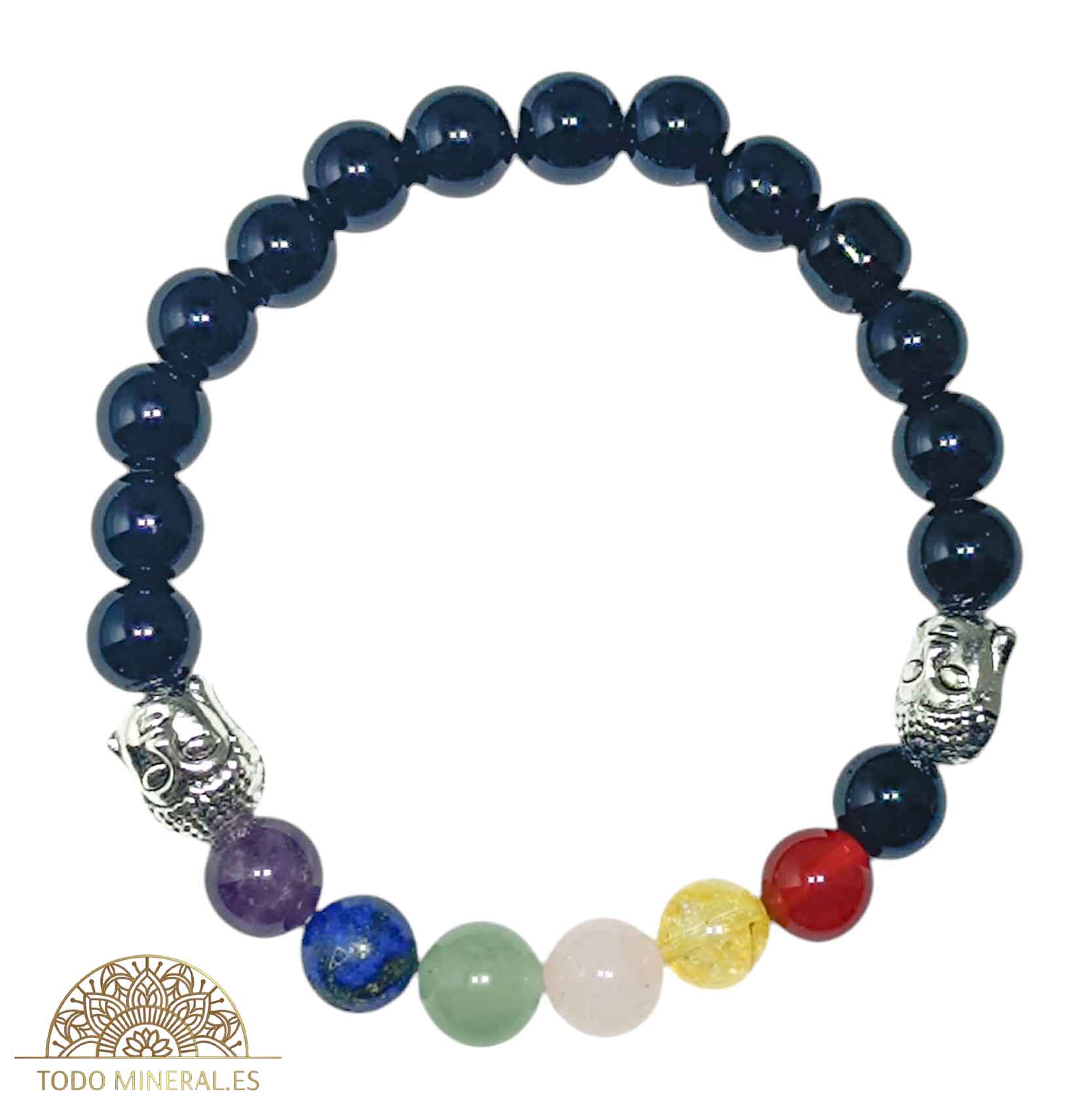 Pulsera 7 Chakras Con Onix 8 mm Dije De Buda - TODOMINERAL